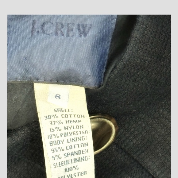 J Crew Blazer Cropped Jacket 3 Button Closure Navy Blue Textured Elbow Sleeves 8 - Picture 8 of 9